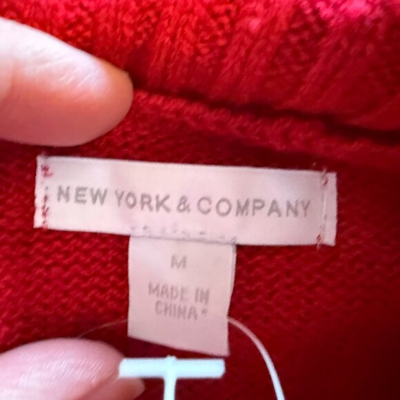 New York & Company Red Cowlneck Sweater  - Pearl Embellishments - Med - Picture 3 of 4